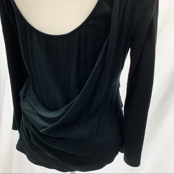 Ella Moss Black Draped Surplice Blouse NWT - Picture 2 of 4